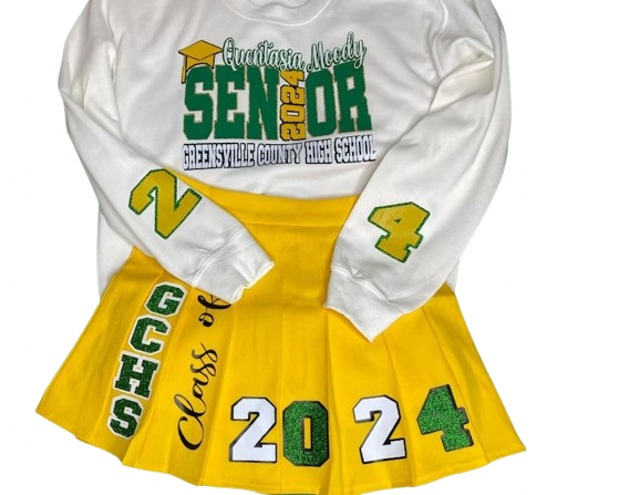 Custom Graduation Skirt Sweater Set, College Grad, High School Grad, And Kindergarten Grad