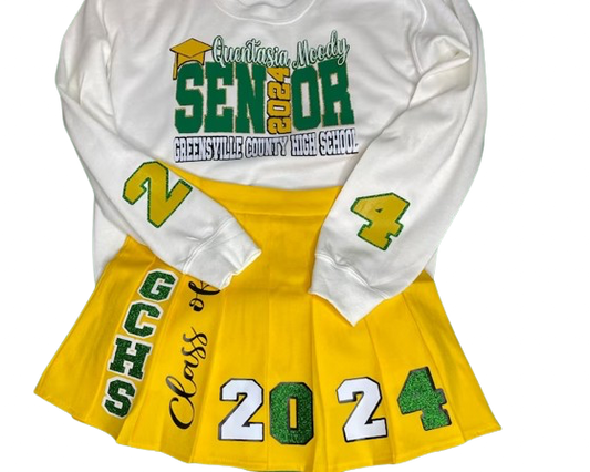 Custom Graduation Skirt Sweater Set, College Grad, High School Grad, And Kindergarten Grad