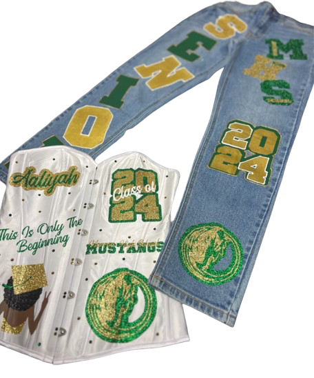 Custom Graduation Corset Jean Set  College Grad, High School Grad